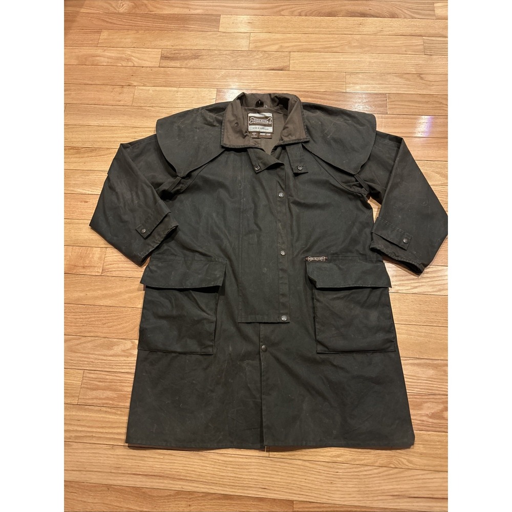 Mens Driza-Bone Australian Oilskin Coat Duster Wax Riding Jacket Brown Size M 5